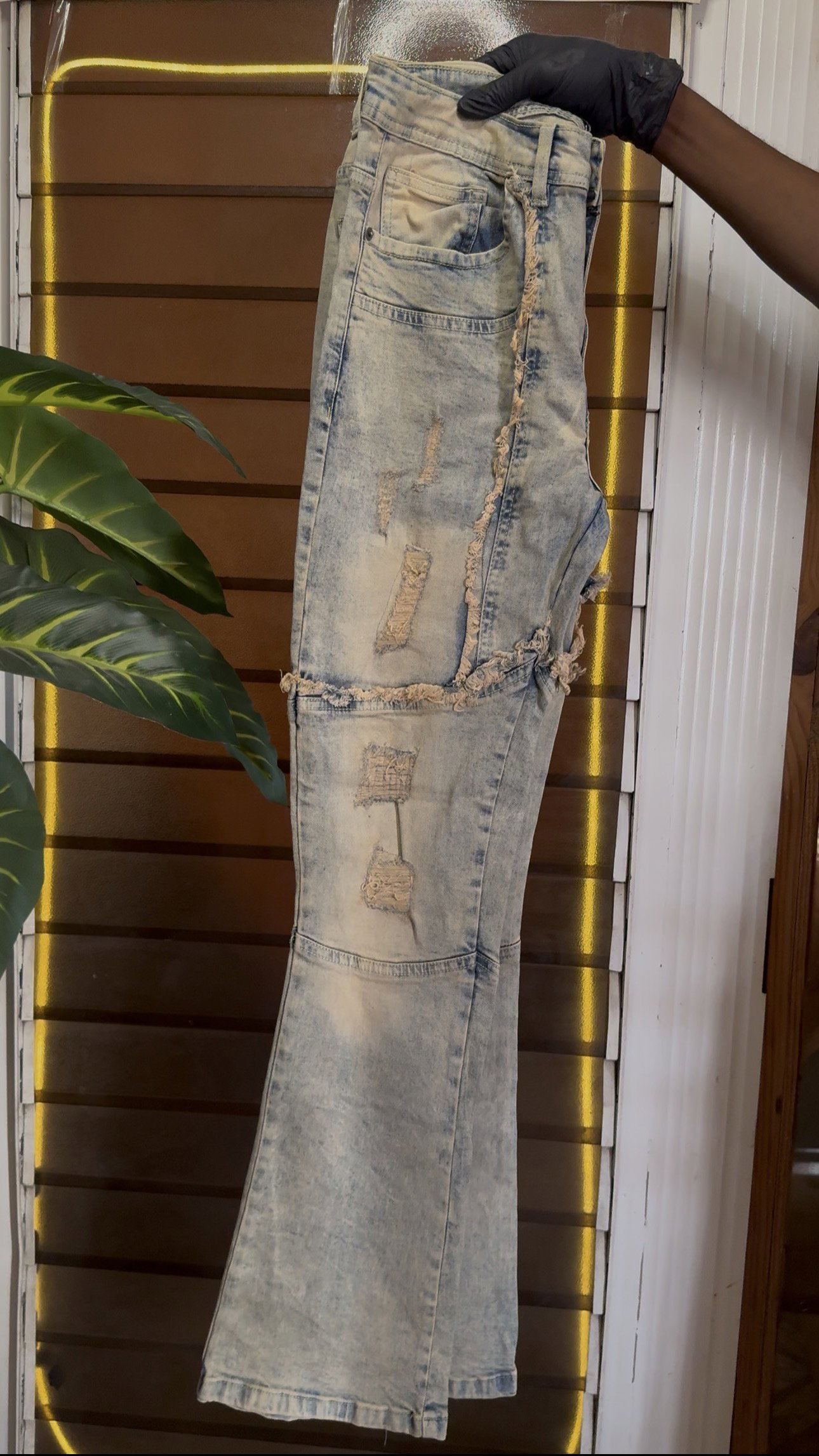 Stacked Skinny Flare With Frayed Jeans - Vintage Blue 1ZW811