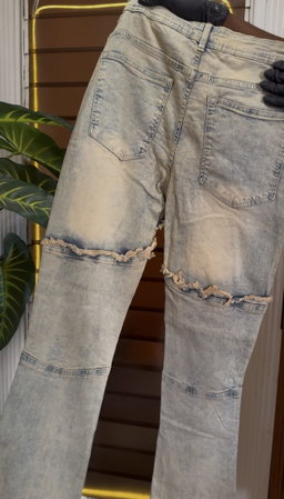 Stacked Skinny Flare  With Frayed Jeans - Vintage Blue 1ZW811