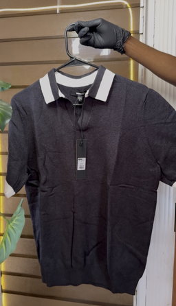 Capri In Fall Knitted Polo - Charcoal 1ZW511