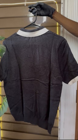 Capri In Fall Knitted Polo - Charcoal 1ZW511