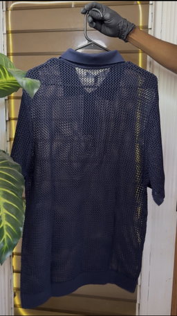 Vacation Me Please Open Knit Polo - Navy 1ZW514