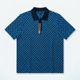 Amalfi Coastline Textured Polo - Blue 1ZW517