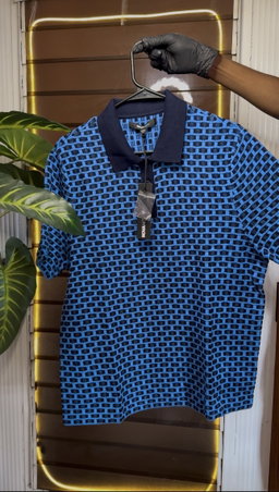 Amalfi Coastline Textured Polo - Blue 1ZW517