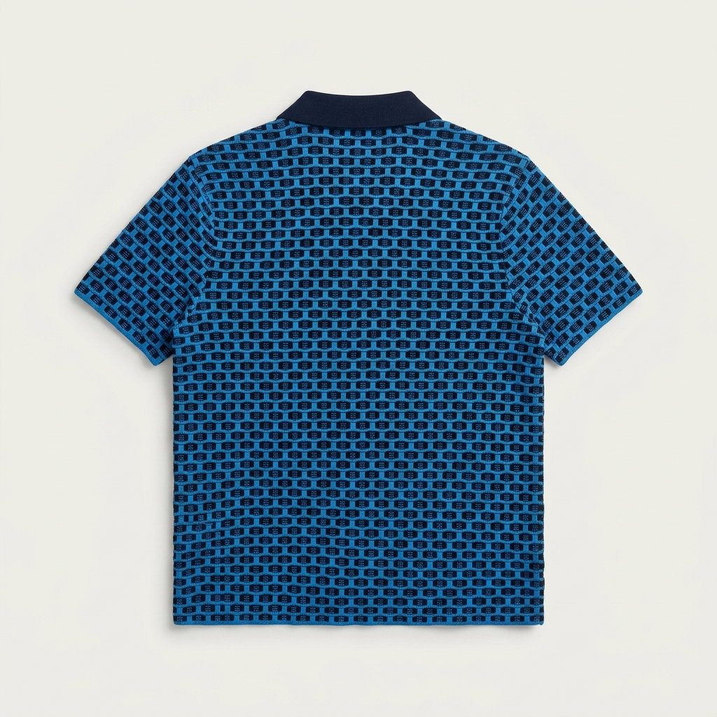 Amalfi Coastline Textured Polo - Blue 1ZW517_1