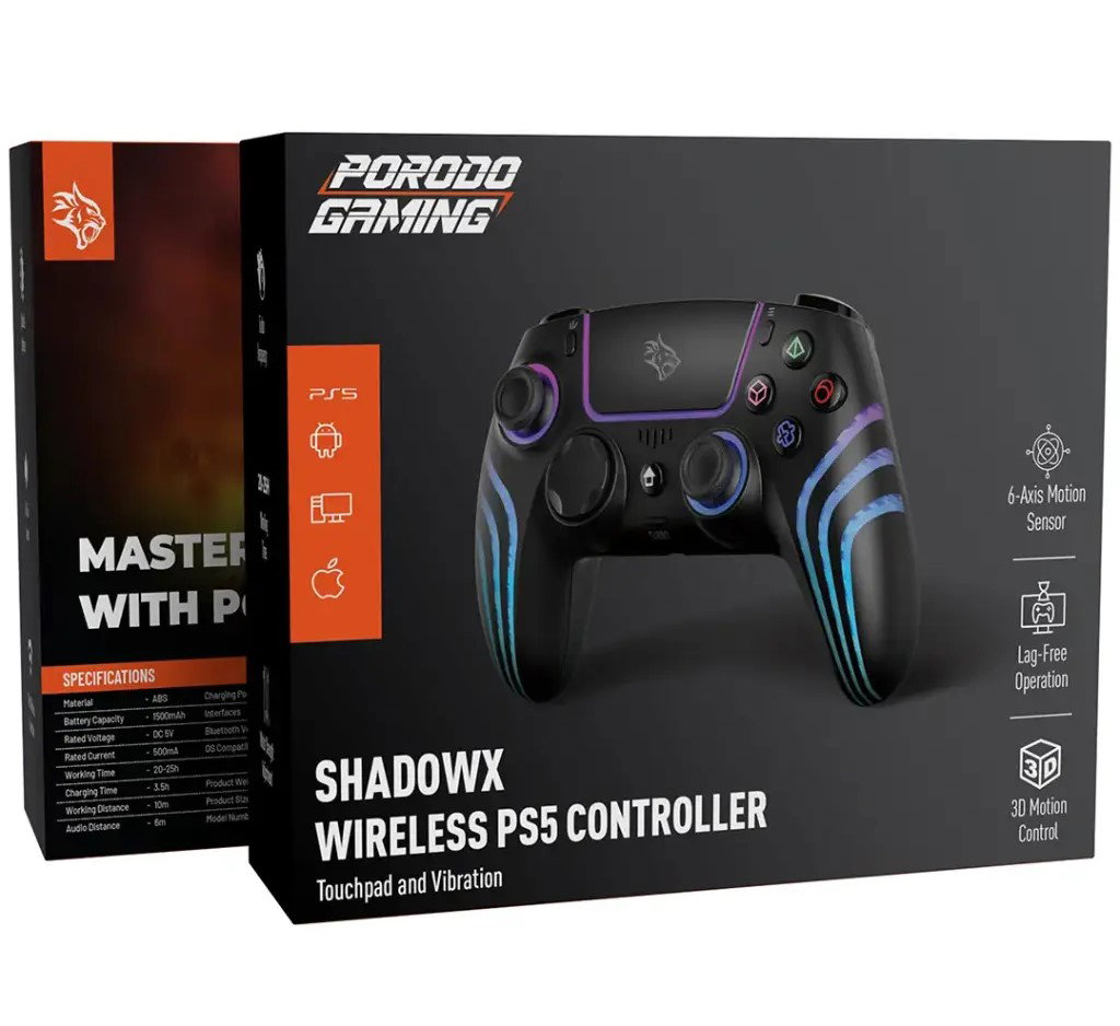 Porodo Gaming Shadowx Wireless PS5 Controller with Touchpad & Vibration_3