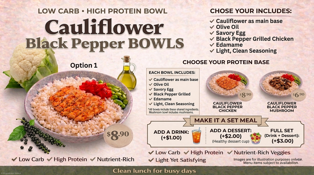 Cauliflower Black Pepper Chicken bowl