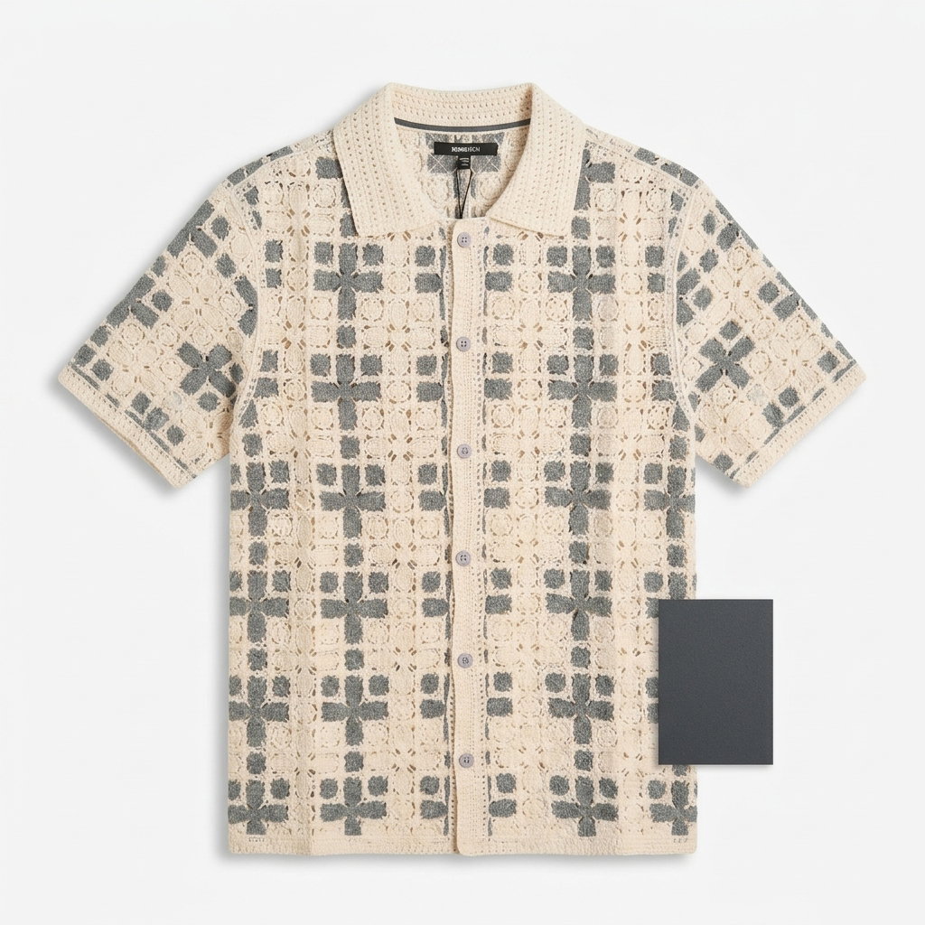 Dull Colored Flowers Collar Shirt - Cream 1ZW002_0