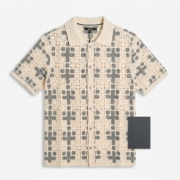 Dull Colored Flowers Collar Shirt - Cream 1ZW002