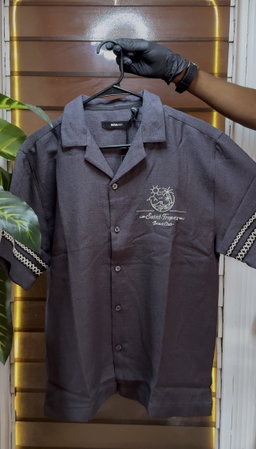 Saint Tropez Linen Like Cuban Button Up - Black 1ZW004