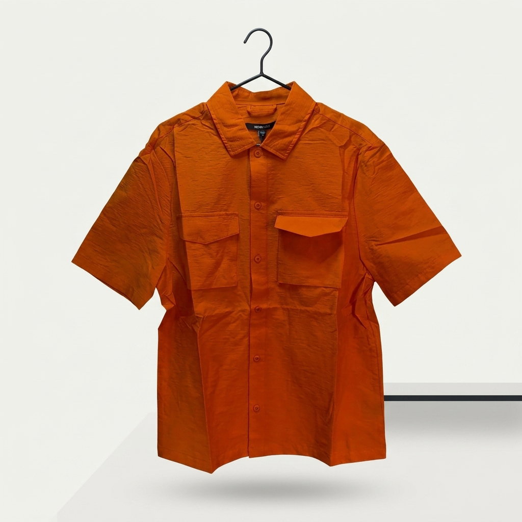 Crinkled Cotton Nylon Shirt - Orange 1ZW005