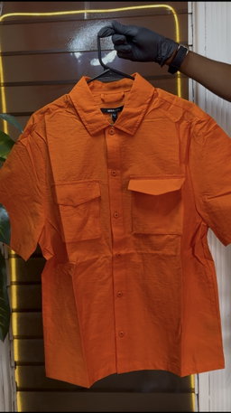 Crinkled Cotton Nylon Shirt - Orange 1ZW005