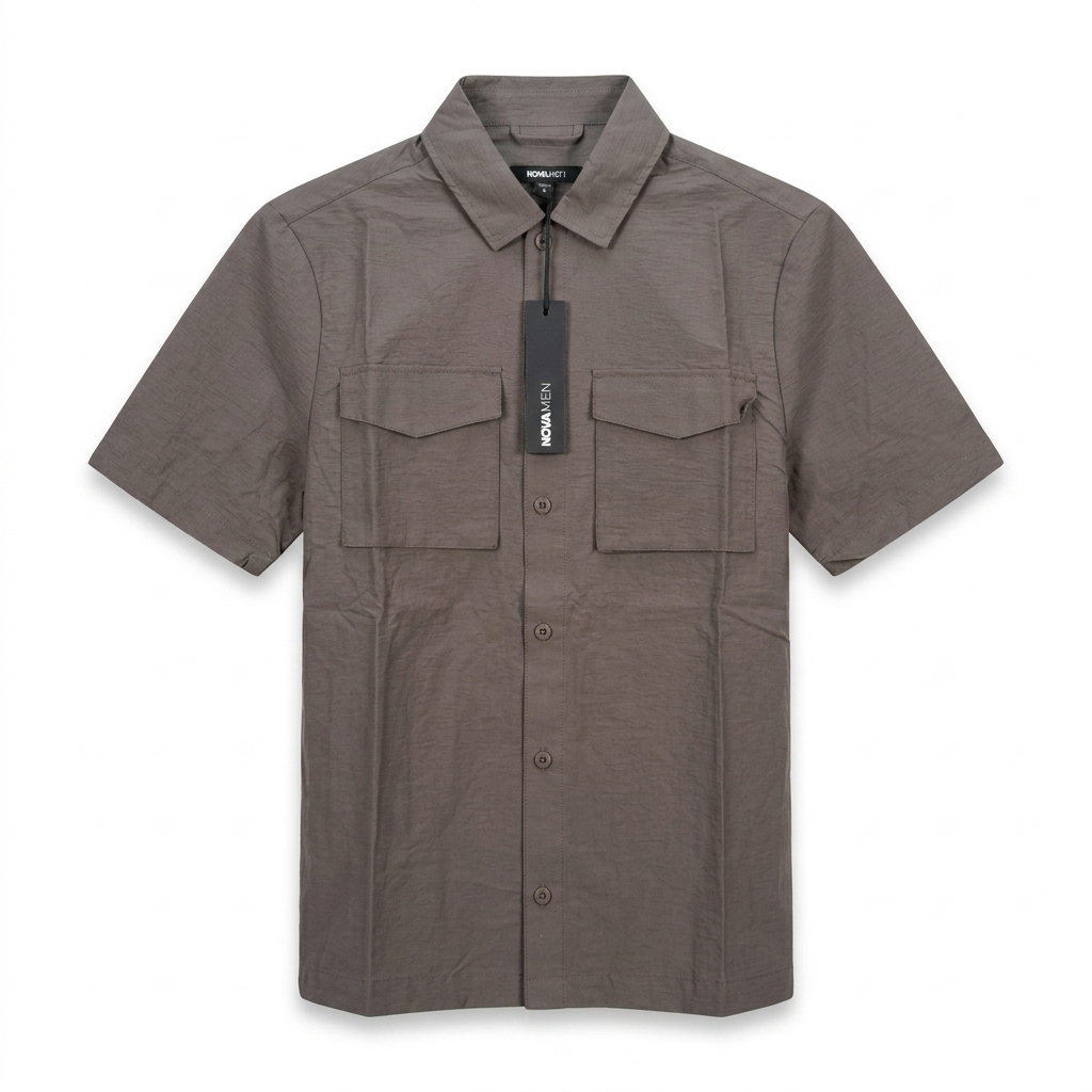 Crinkled Cotton Nylon Shirt - Dark Grey 1ZW012