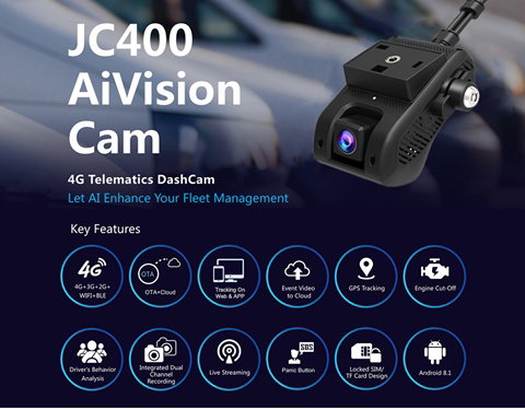 Traceur GPS Dashcam JC400 AiVision Cam + Installation