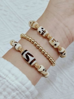 Yak Bone Chitipati + White Tiger Tooth Bracelet