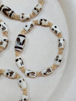 Yak Bone Chitipati + White Tiger Tooth Bracelet