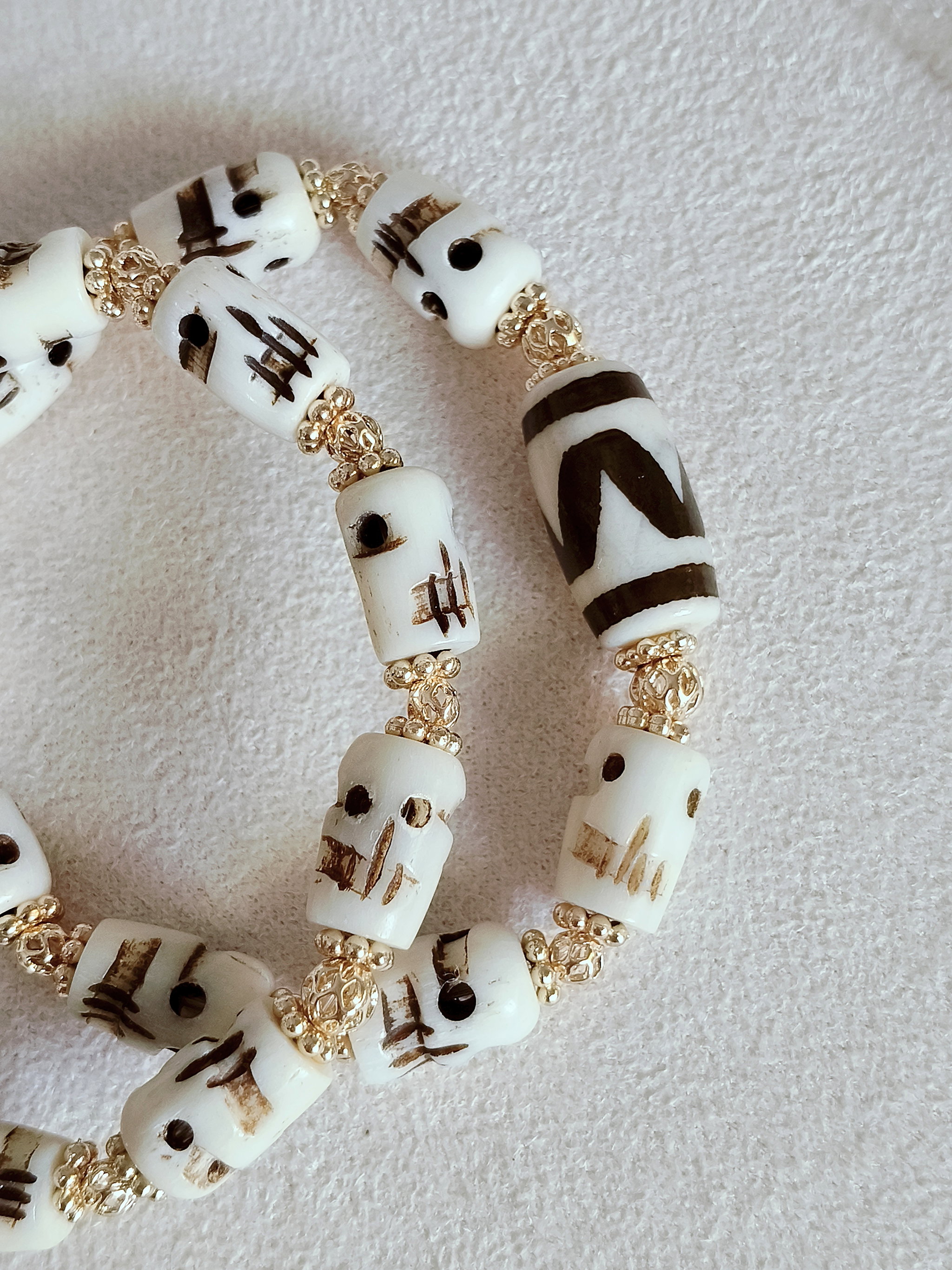 Yak Bone Chitipati + White Tiger Tooth Bracelet_7