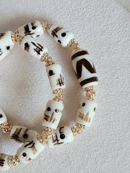 Yak Bone Chitipati + White Tiger Tooth Bracelet