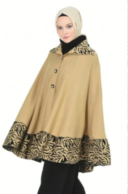 Beige and Black Poncho   