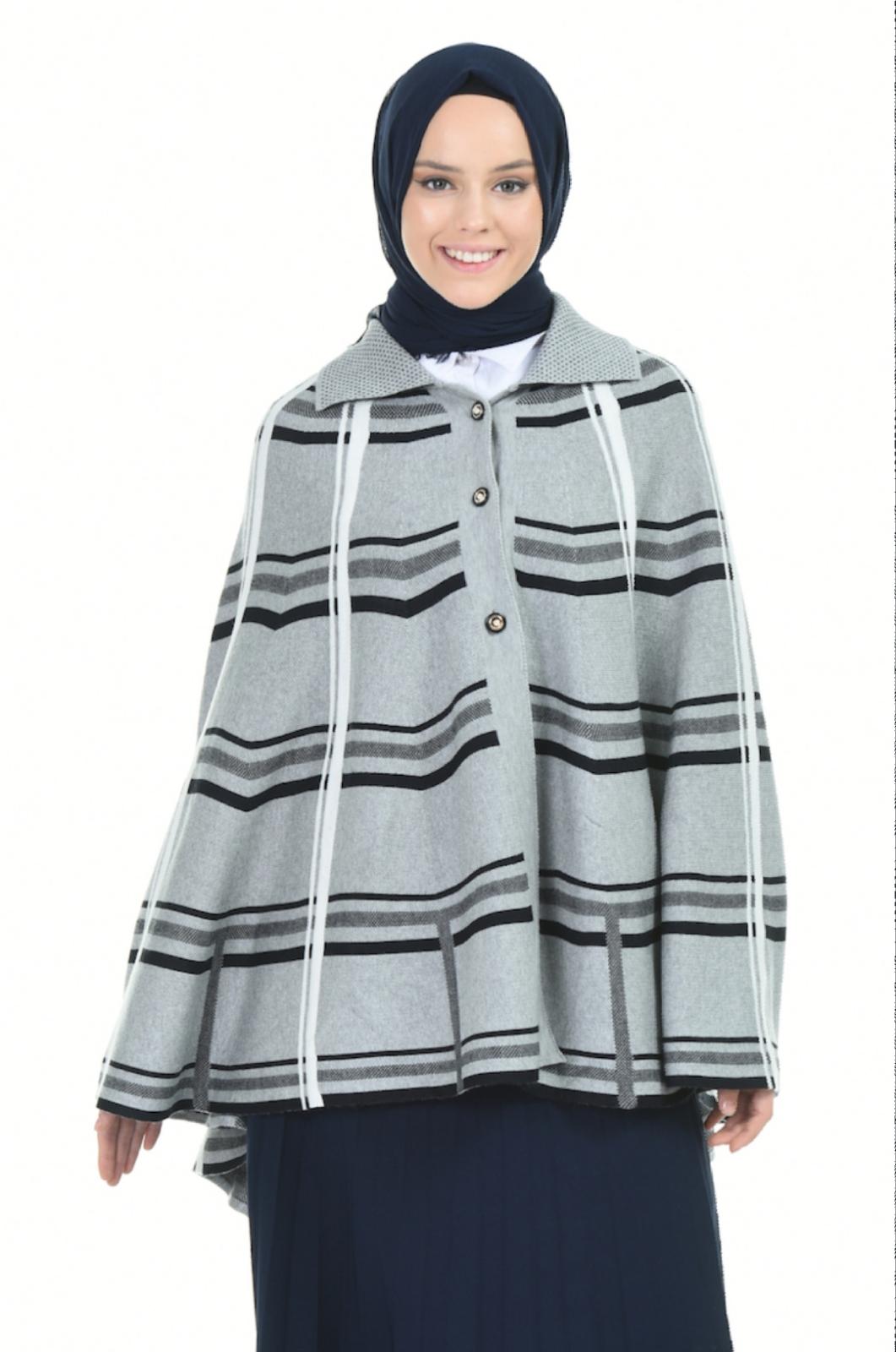 Grey and Black Poncho