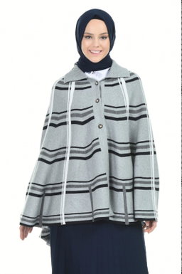 Grey and Black Poncho   