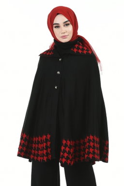 Black and Red Poncho    