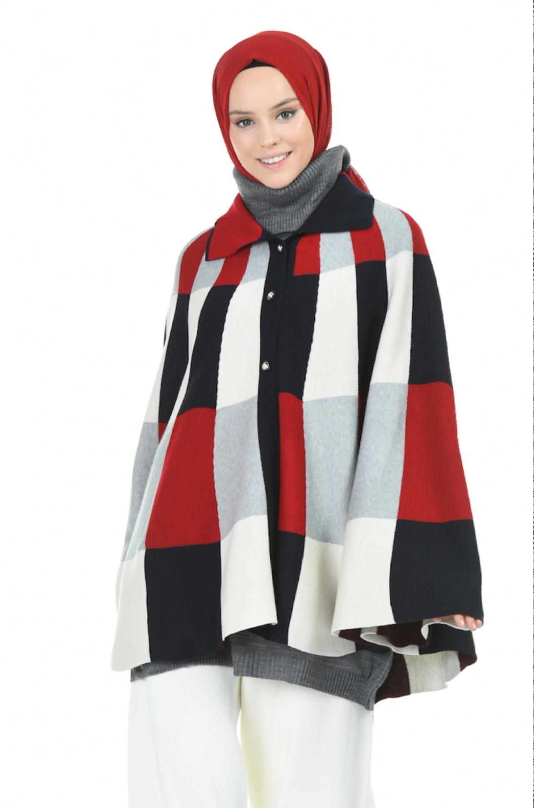 Red and White Poncho