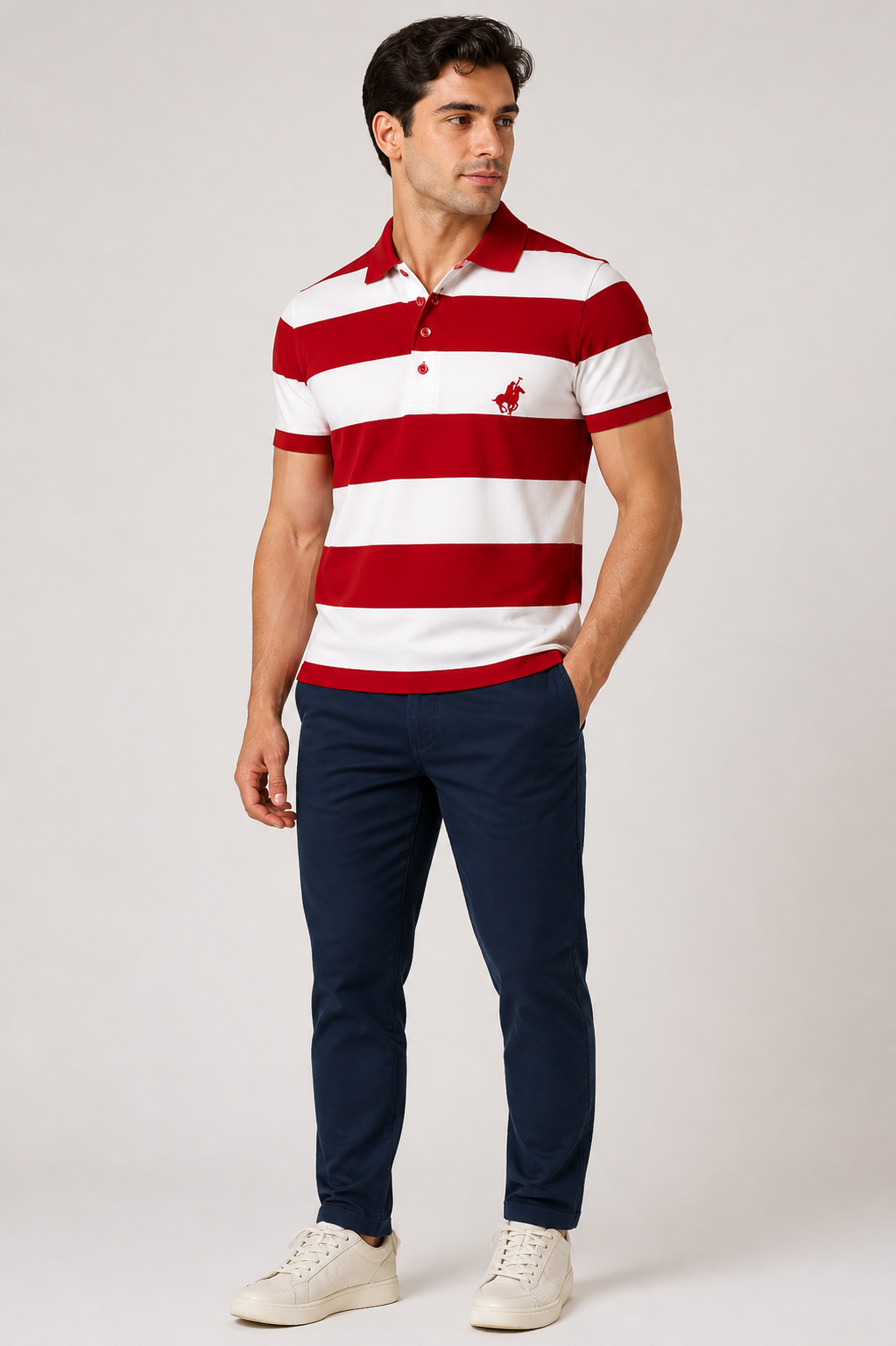 PACIFIC POLO CLUB Men's Slim Fit Short Sleeves Stripes Polo Shirt_3