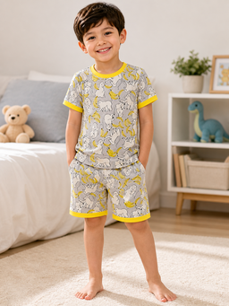 Spotted Zebra Monkey + Banana Shorts Set