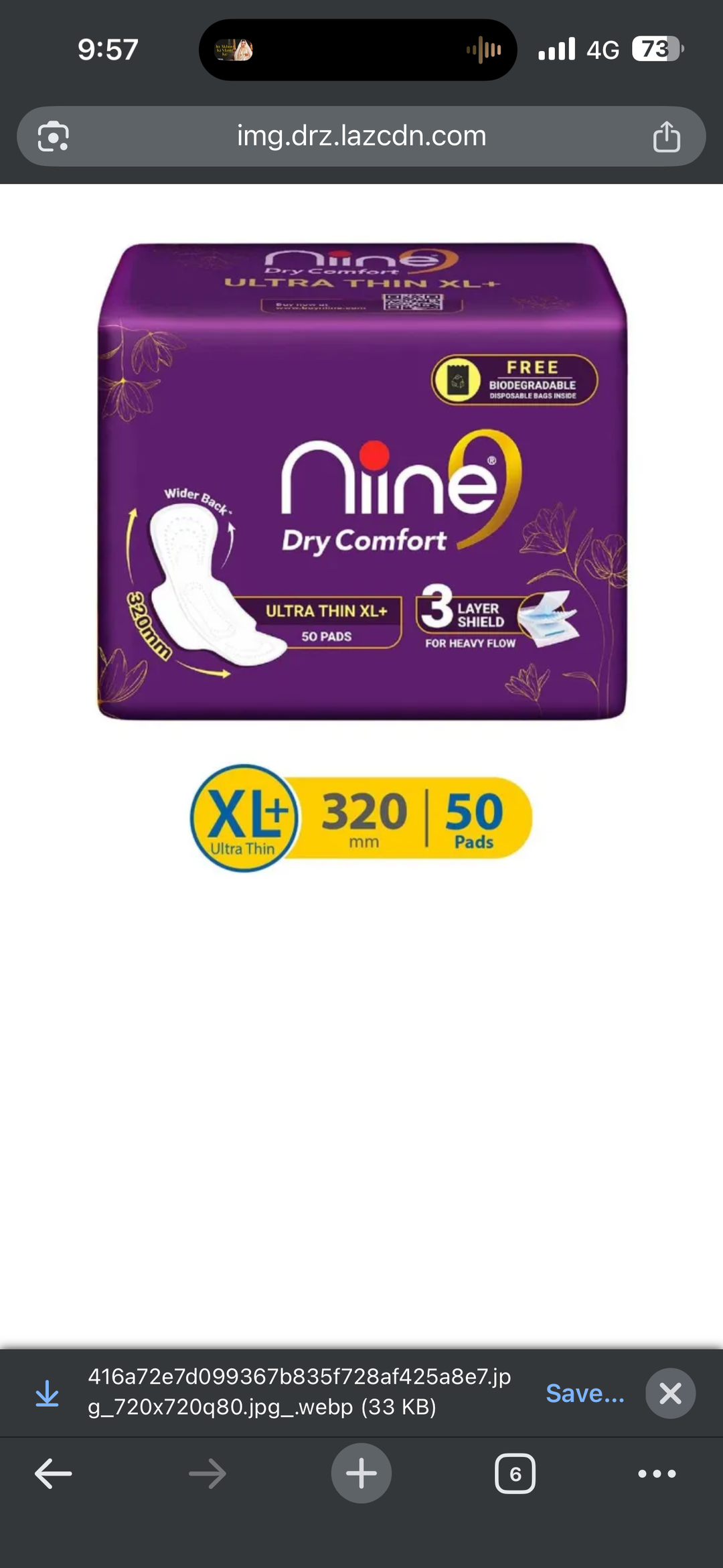 Nine Dry Comfort ultra Thin Extra Plus Nine Naturally Soft Ultra Thin XL+ 50Pads (Free Biodegradable Disposable Bag Inside)