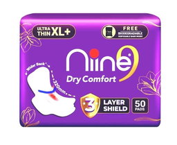 Nine Naturally Soft Ultra Thin XL+ 50Pads (Free Biodegradable Disposable Bag Inside)