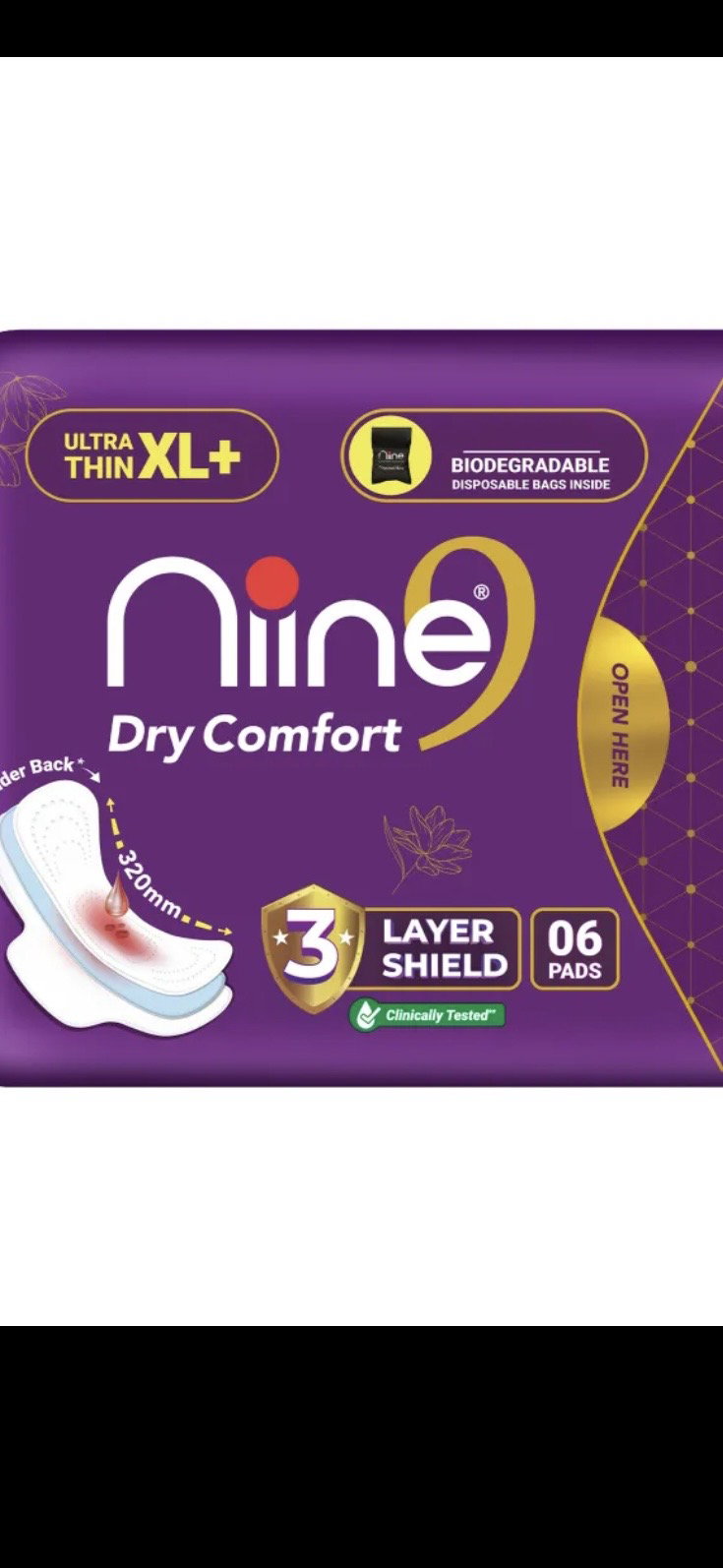 Nine Dry Comfort XL+ 6 Pads(with free Biodegradable Disposable Bag Inside)_0