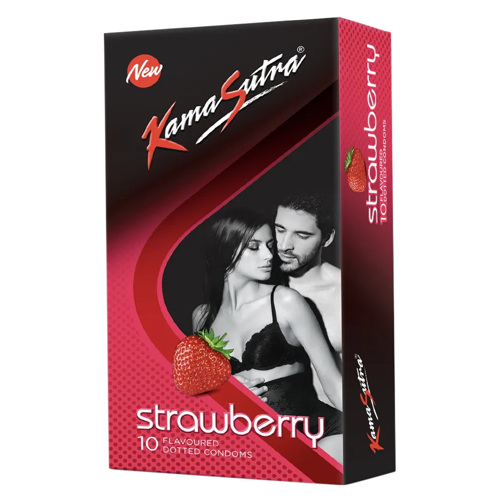 Kama Sutra Strawberry 10 Flavoured Dotted Condom