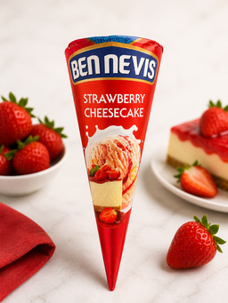 BENNEVIS STRAWBERRY CHEESE CAKE CONE