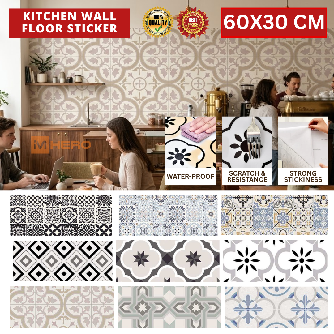 KITCHEN WALL FLOOR OIL WATER RESISTANT STICKER