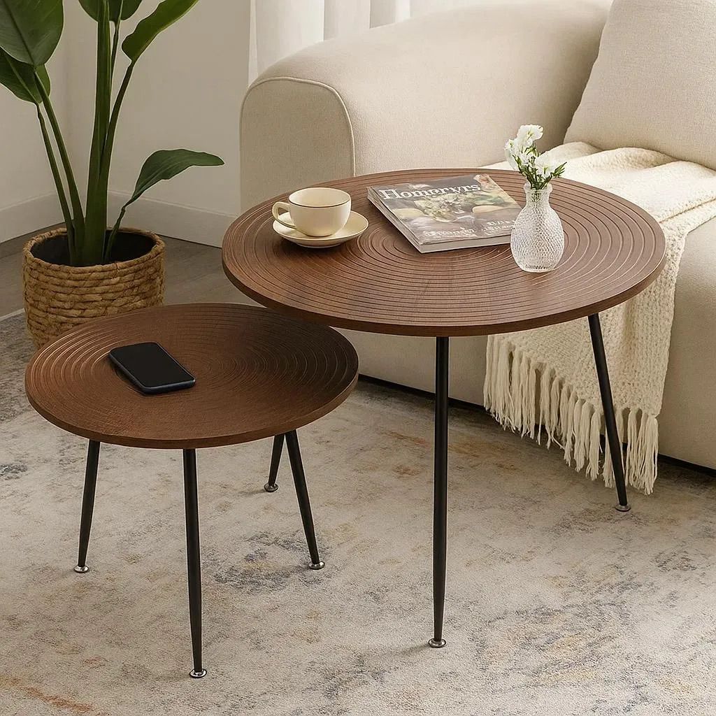 Wooden Finish 2pc Coffee Table