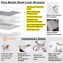 FLEXI MARBLE SHEET WALLPAPER ALUMINIUM STICKER