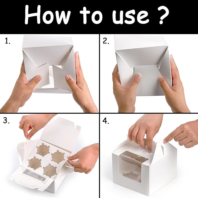 4 Cavity Cupcake Box with Handle_0