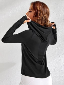 Women Reg Dri-Fit Hoodies (BLACK) 
