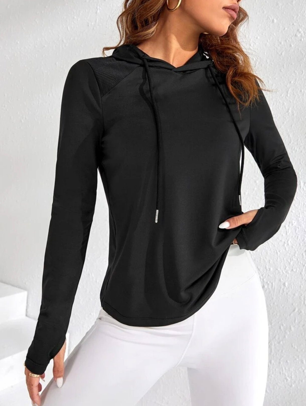 Women Reg Dri-Fit Hoodies (BLACK) _0