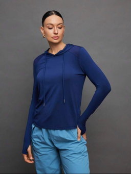Women Reg Dri-Fit Hoodies (NAVY BLUE)  
