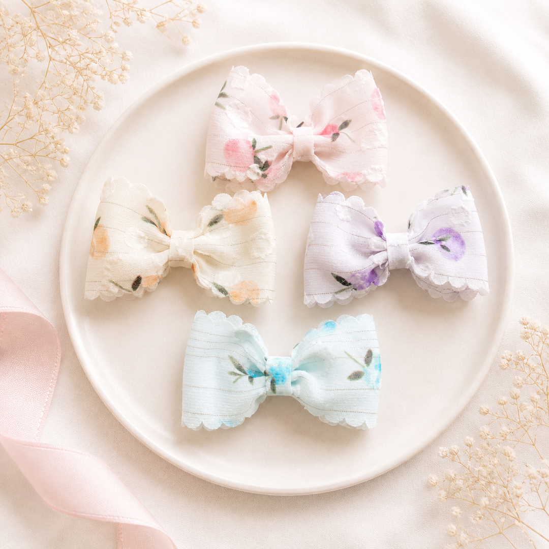 πΈ Pastel Floral Bow Clips