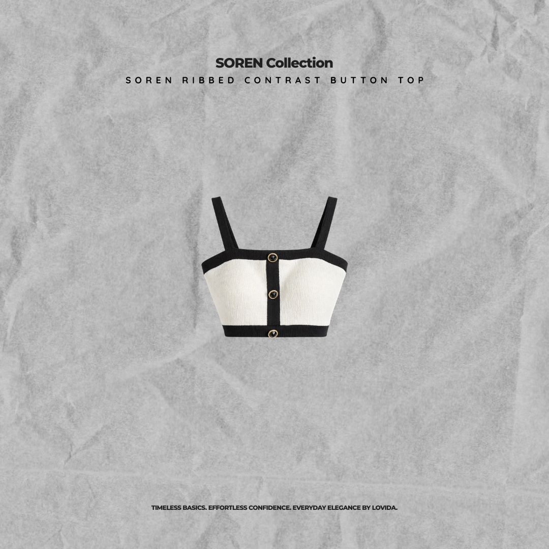 SOREN RIBBED CONTRAST BUTTON TOP | BLACK_0