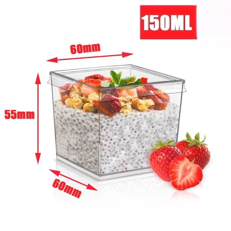 150ml Square Dessert Cup with Lid (pack of 10)_0