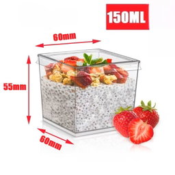 150ml Square Dessert Cup with Lid (pack of 10)