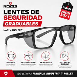 Lentes de Seguridad NoCry Transparentes ANSI Z87.1 / Negro