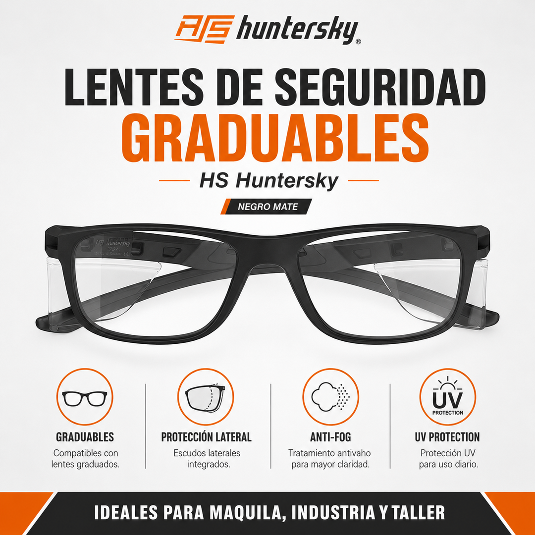 Lentes de Seguridad Graduables HS Huntersky Negro Mate ANSI Z87.1+