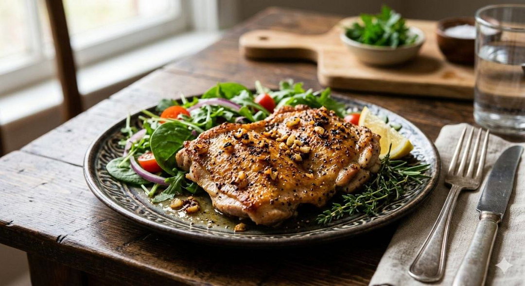 Chicken steak with garlic and spices / Куриный стейк с чесноком и специями.