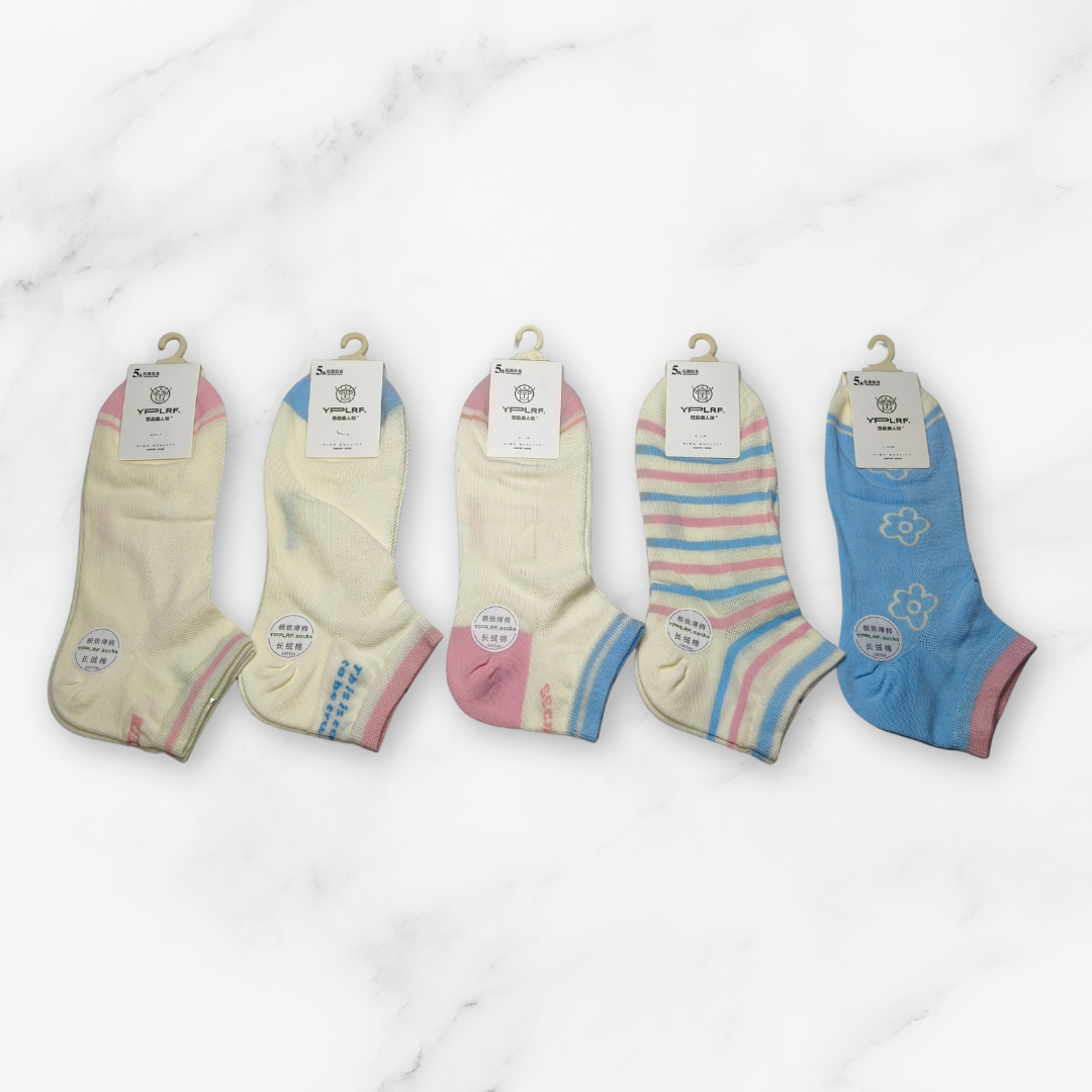 [10044B] - 5 Pairs Women's Cotton Blend Low-Cut Ankle Socks – Breathable, Antibacterial & Everyday Comfort_3