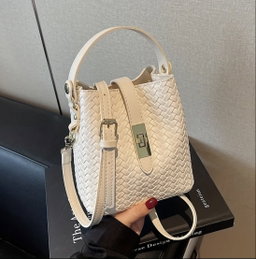 Sassy Woven Lock Bucket Bag