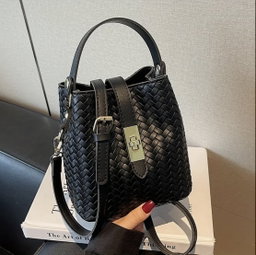 Sassy Woven Lock Bucket Bag